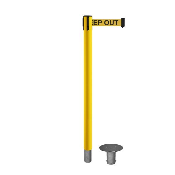 Stanchion Belt Barrier Removable Base Yellow Post 9ft.Dange..Belt, Montour Line, Mfr#: MSX630R-YW-DANGEYB-90